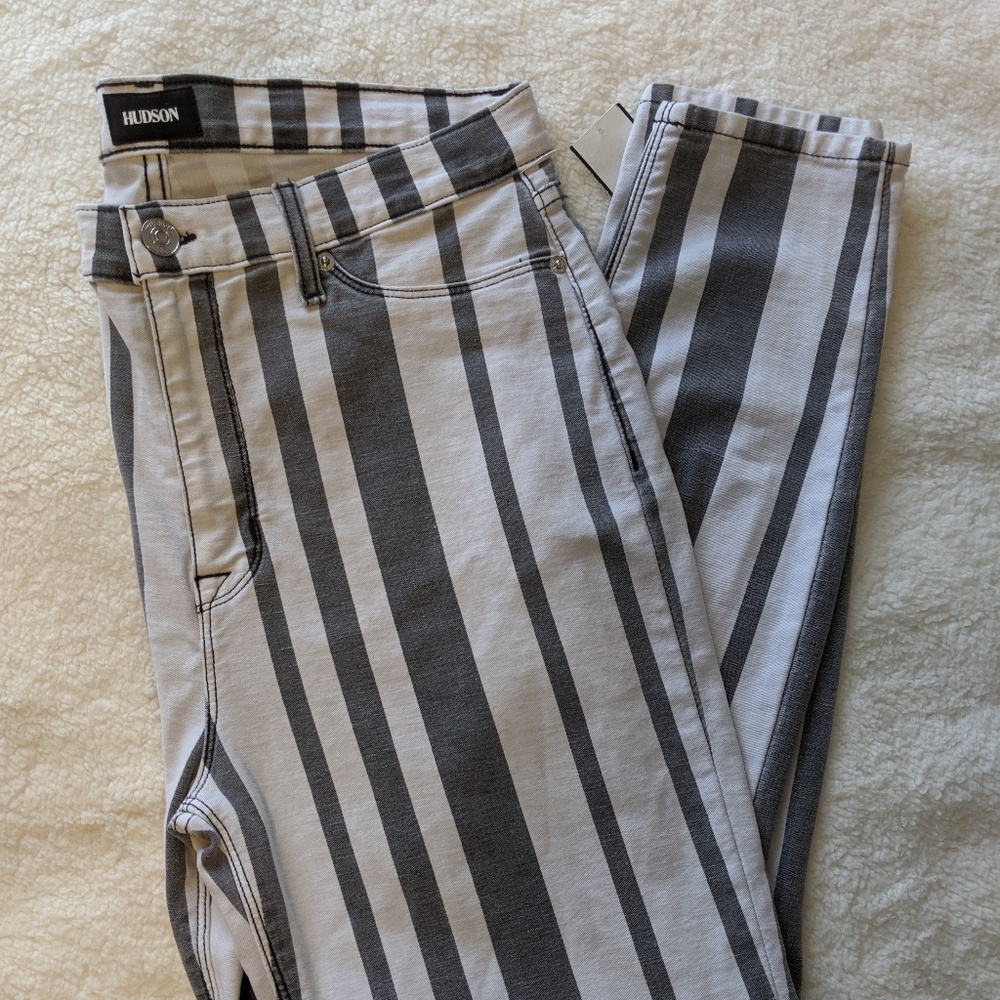 NWT Hudson Jeans Striped High Waist Skinny